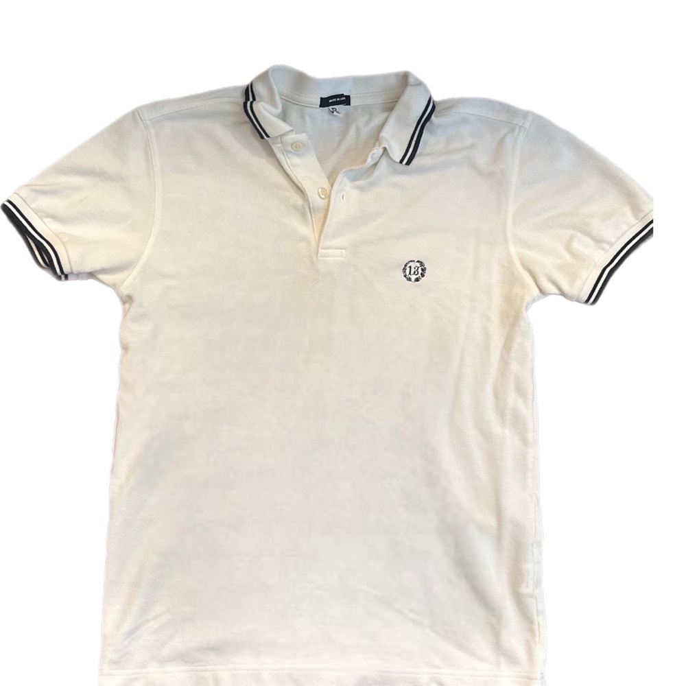 R13 White Polo with Black Contrast Trim